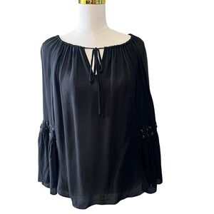 Haute Hippie 100% Silk Blouse Peasant Romantic Womens Size M